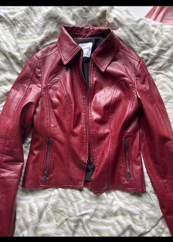 Bordo Parlak Deri Kadın Ceket - Görsel 2