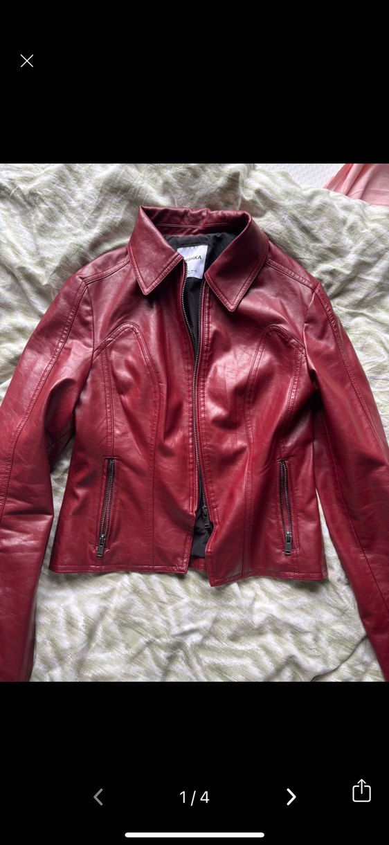 Bordo Parlak Deri Kadın Ceket - Görsel 2