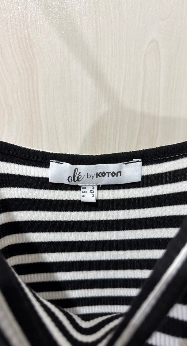 Koton basic Çizgili Siyah Mini Elbise - Görsel 2