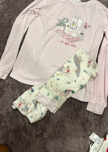 Kız Çocuk Pembe Uzun Kollu Baskılı Pijama Takımı