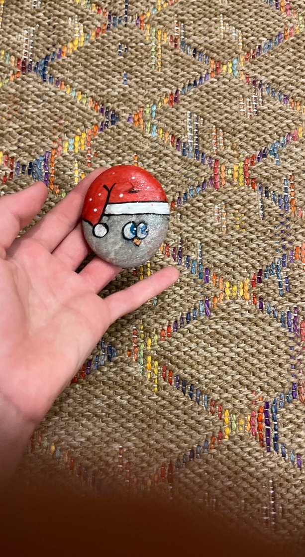 Yılbaşı temalı el yapımı boyanmış taş ev dekoru - Görsel 3