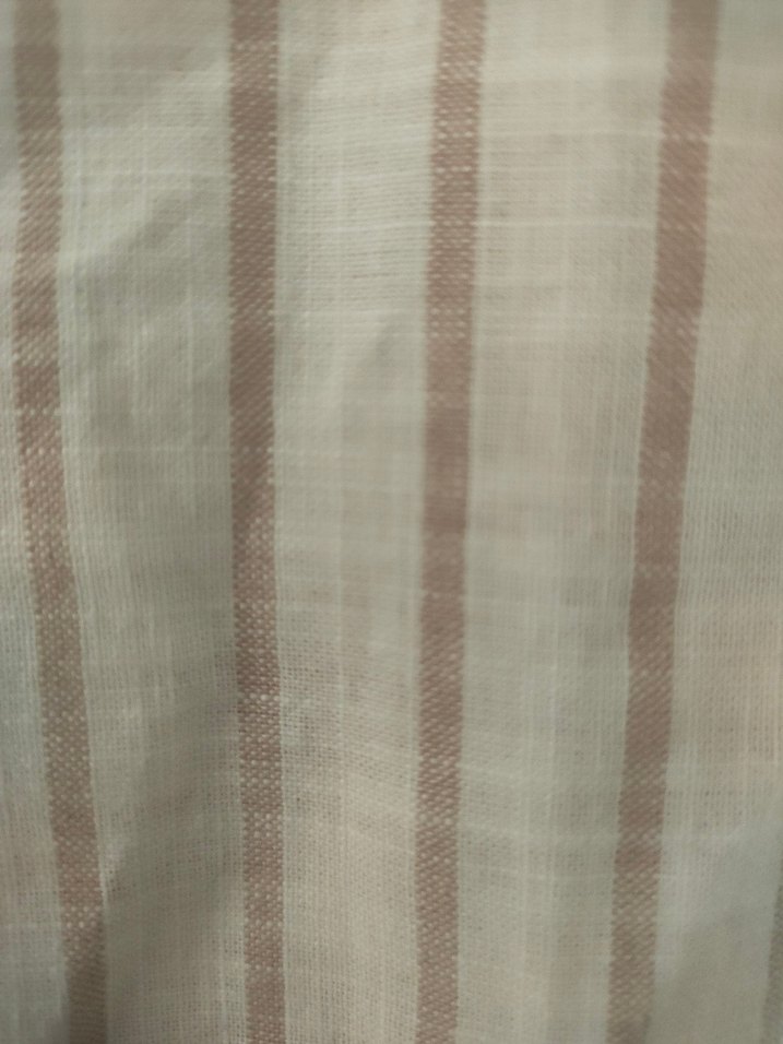 Bej Çizgili Keten Kadın Gömlek - Görsel 3