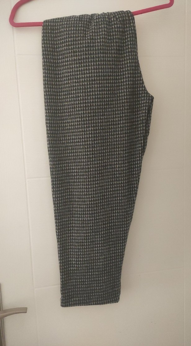 Gri Pilili Kadın Kumaş balon Pantolon kışlık - Görsel 2