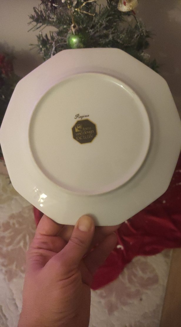 Çiçek Desenli Beyaz Sekizgen pasta Tabağı - Görsel 2