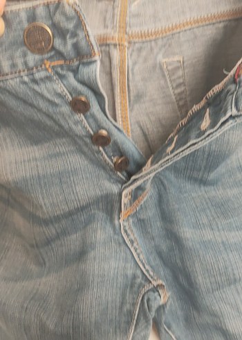 Düğmeli Gri Mavi Erkek Denim Pantolon - Görsel 4