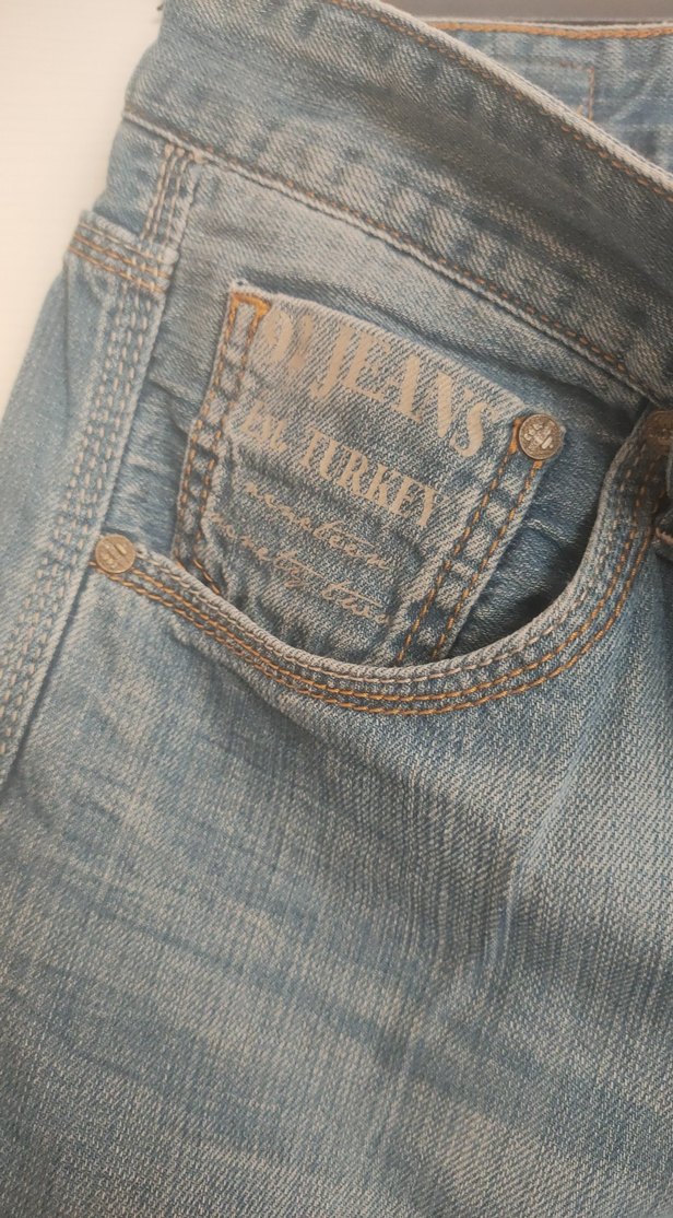 Düğmeli Gri Mavi Erkek Denim Pantolon - Görsel 3