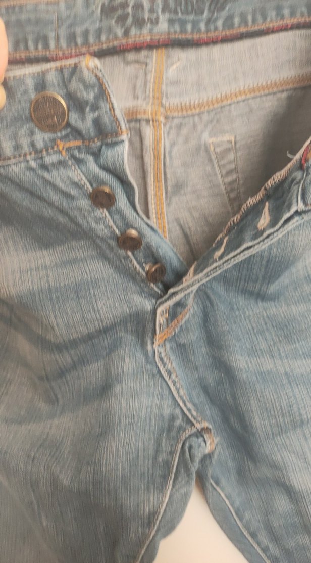 Düğmeli Gri Mavi Erkek Denim Pantolon - Görsel 4