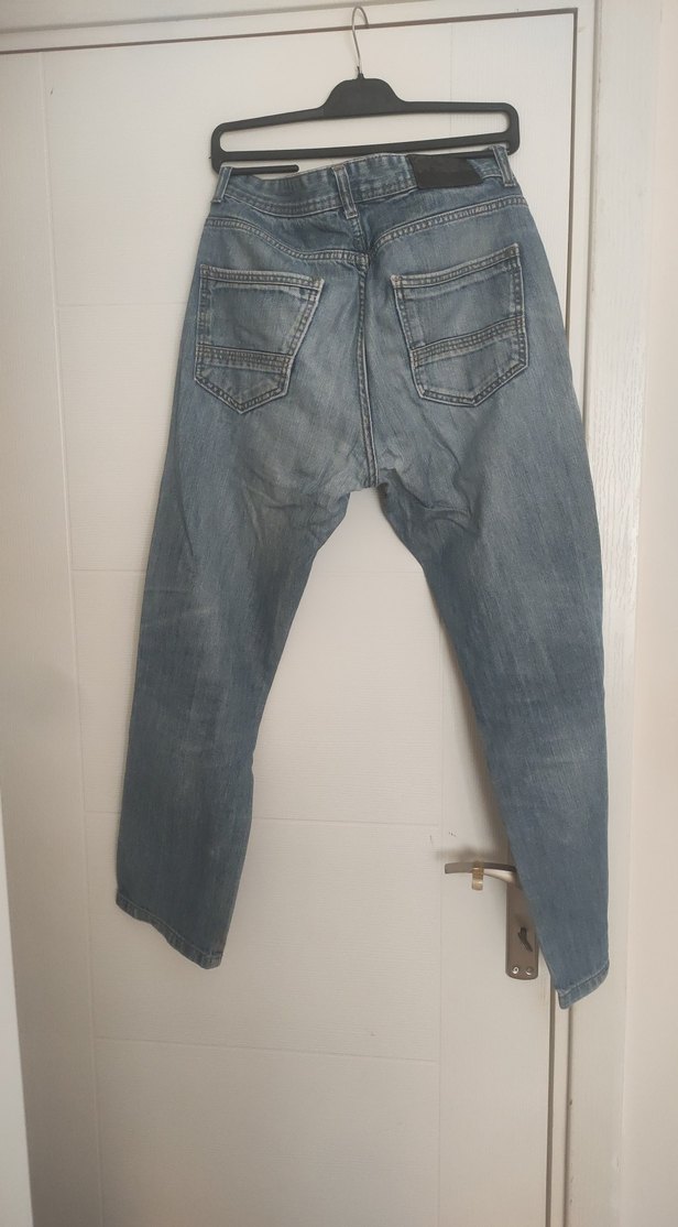 Erkek Gri Mavi Bol Kesim Kot Pantolon - Görsel 3