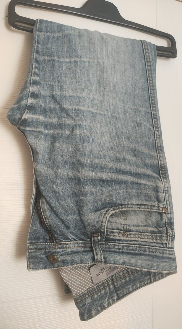 Erkek Gri Mavi Bol Kesim Kot Pantolon - Görsel 4