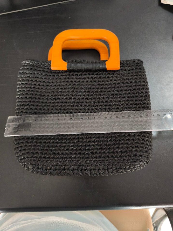 Bohem Tarz Örgü Siyah Kadın Çanta - Görsel 2