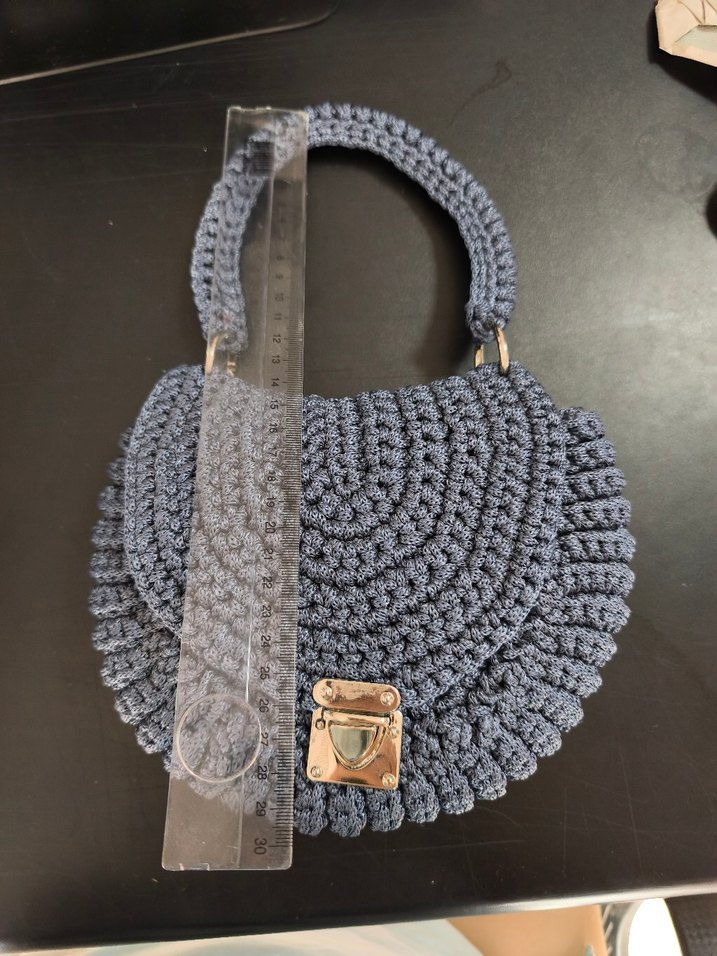 Gri Örgü Kadın Çanta - Görsel 3