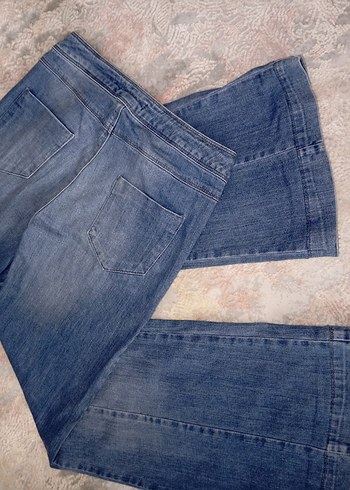 38 Beden Vintages Düğmeli Bohem Mavi Midi Kot Pantolon