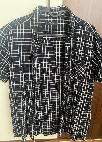 Siyah Ekoseli Kısa Kollu Kadın Gömlek - Görsel 3