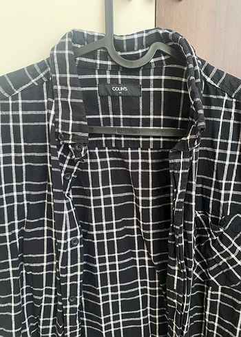 Siyah Ekoseli Kısa Kollu Kadın Gömlek - Görsel 2