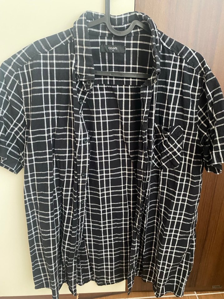 Siyah Ekoseli Kısa Kollu Kadın Gömlek - Görsel 3