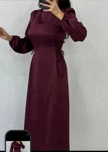 Trendyol & Milla Bordo Uzun Kollu Yüksek Yakalı Kadın Elbise