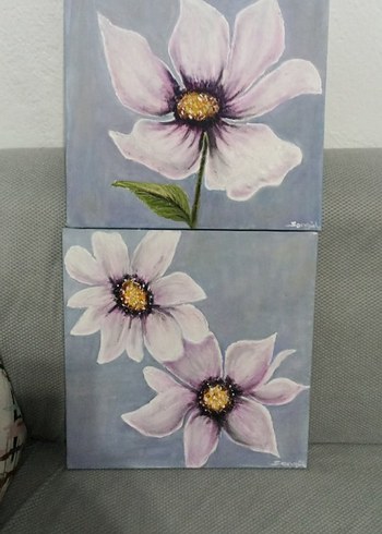 Pastel Mor Çiçekler Tablo Seti - Görsel 3