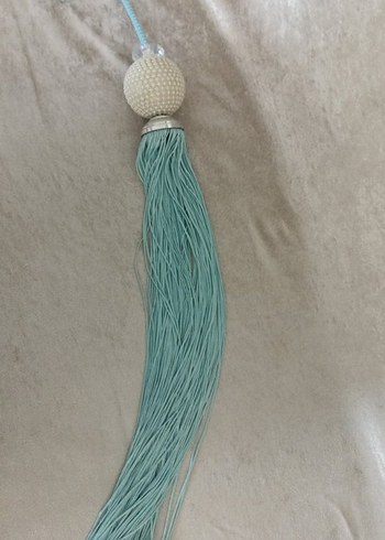 Nakışlı Bohem Turkuaz Gri Tül Perde - Görsel 5