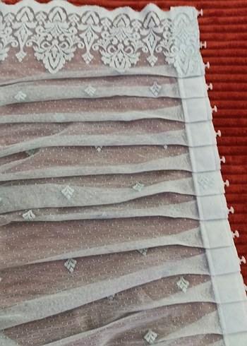 Nakışlı Bohem Turkuaz Gri Tül Perde - Görsel 6