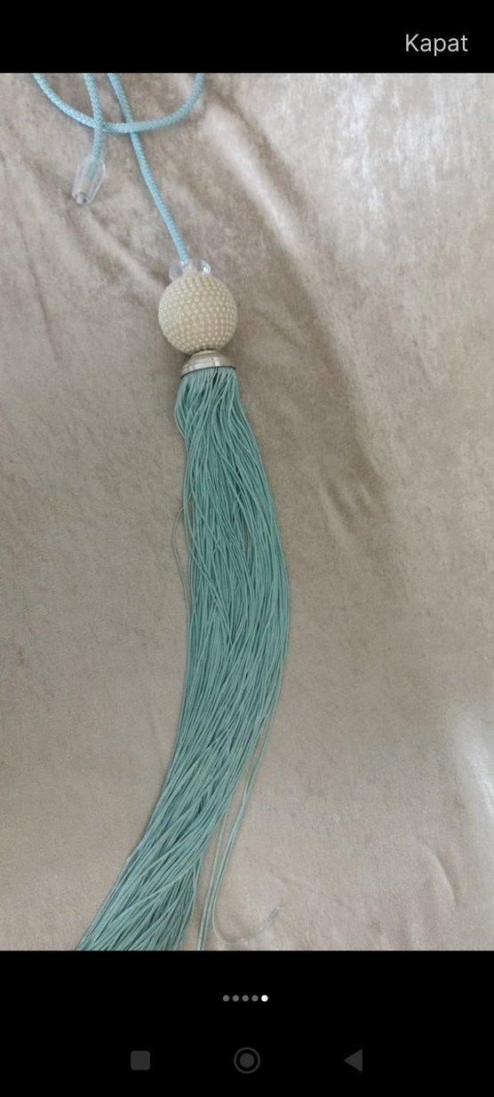 Nakışlı Bohem Turkuaz Gri Tül Perde - Görsel 5