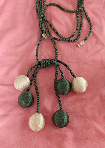 Bohem Tarzı Yeşil Nakışlı Perde Bağı - Görsel 5