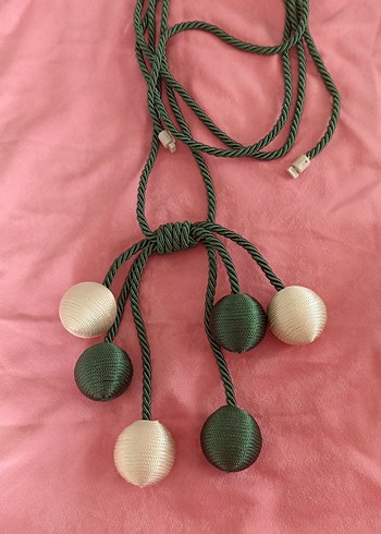 Bohem Tarzı Yeşil Nakışlı Perde Bağı - Görsel 4