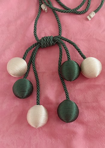 Bohem Tarzı Yeşil Nakışlı Perde Bağı - Görsel 2