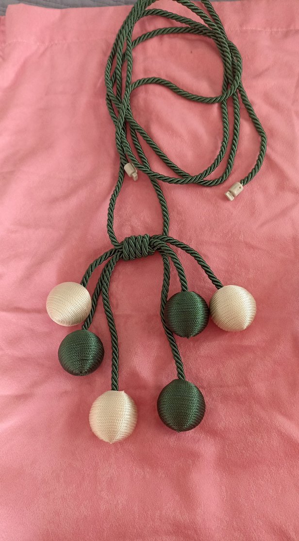 Bohem Tarzı Yeşil Nakışlı Perde Bağı - Görsel 4