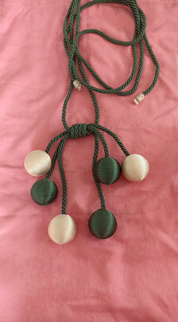 Bohem Tarzı Yeşil Nakışlı Perde Bağı - Görsel 3