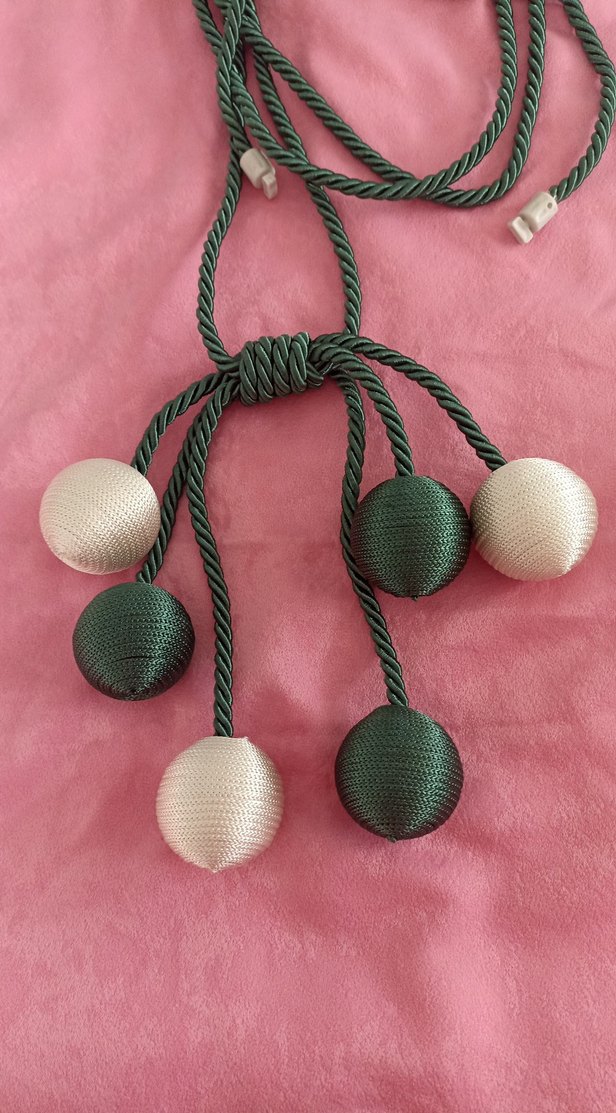 Bohem Tarzı Yeşil Nakışlı Perde Bağı - Görsel 2