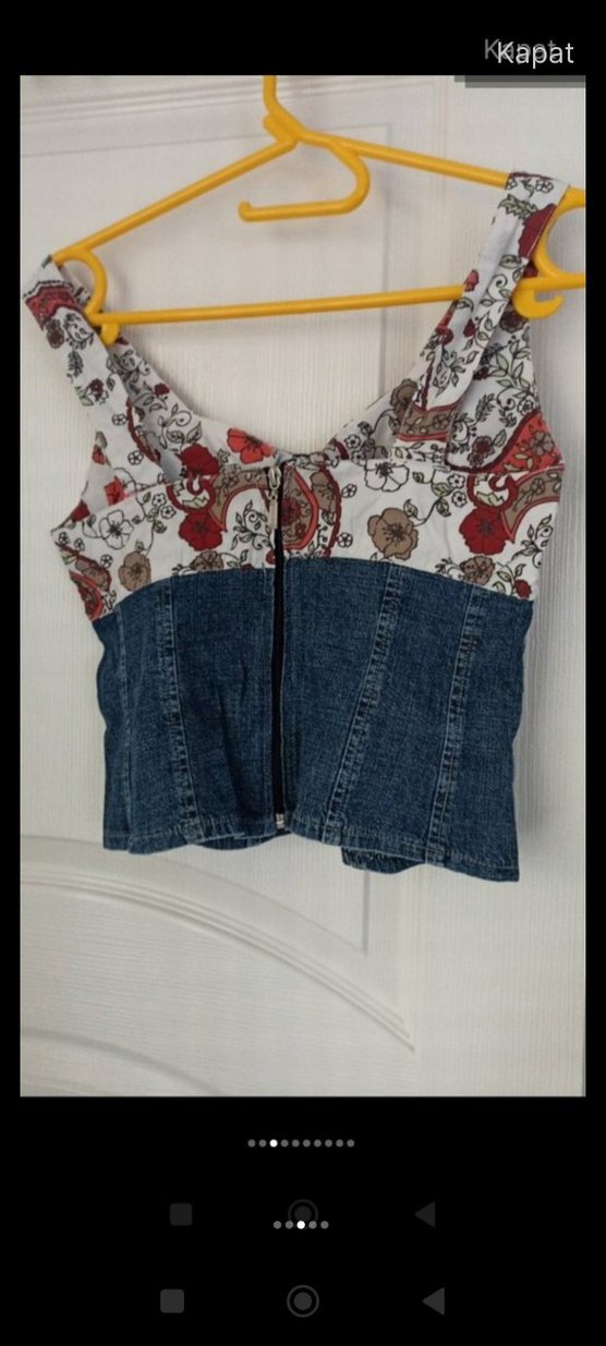 Bohem Çok Renkli Denim Büstiyer - Görsel 2