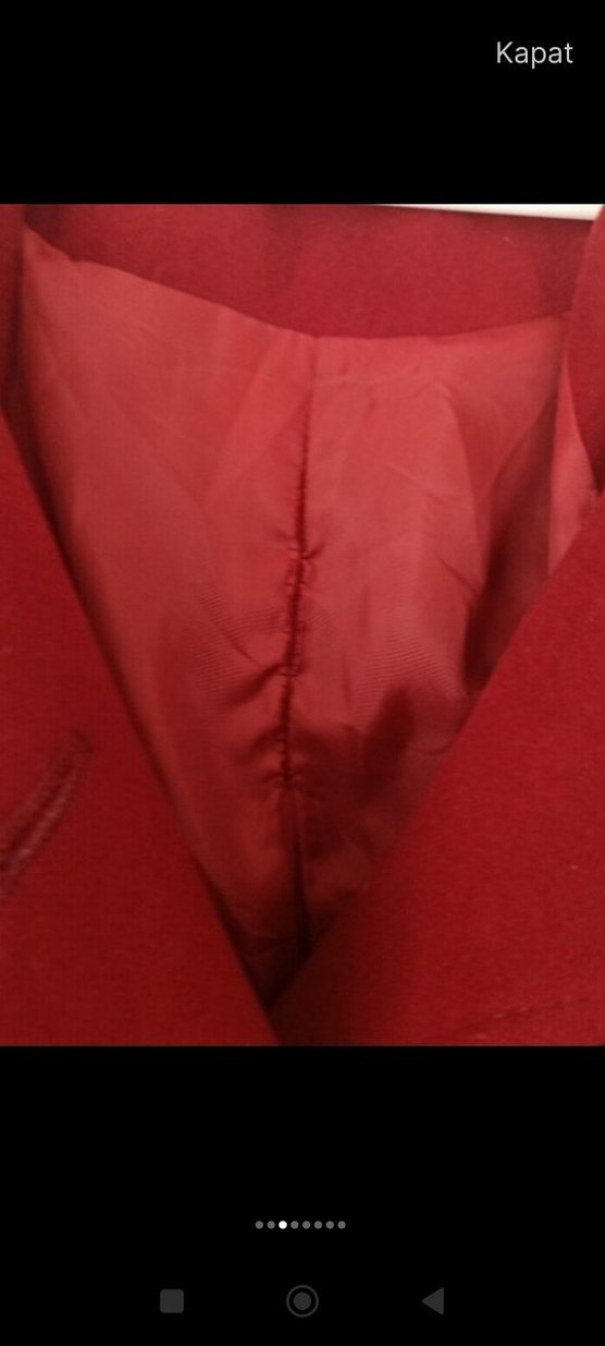 düğmeli bordo renk kaşe kaban kapşonlu - Görsel 5