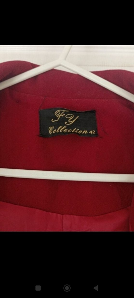 düğmeli bordo renk kaşe kaban kapşonlu - Görsel 2