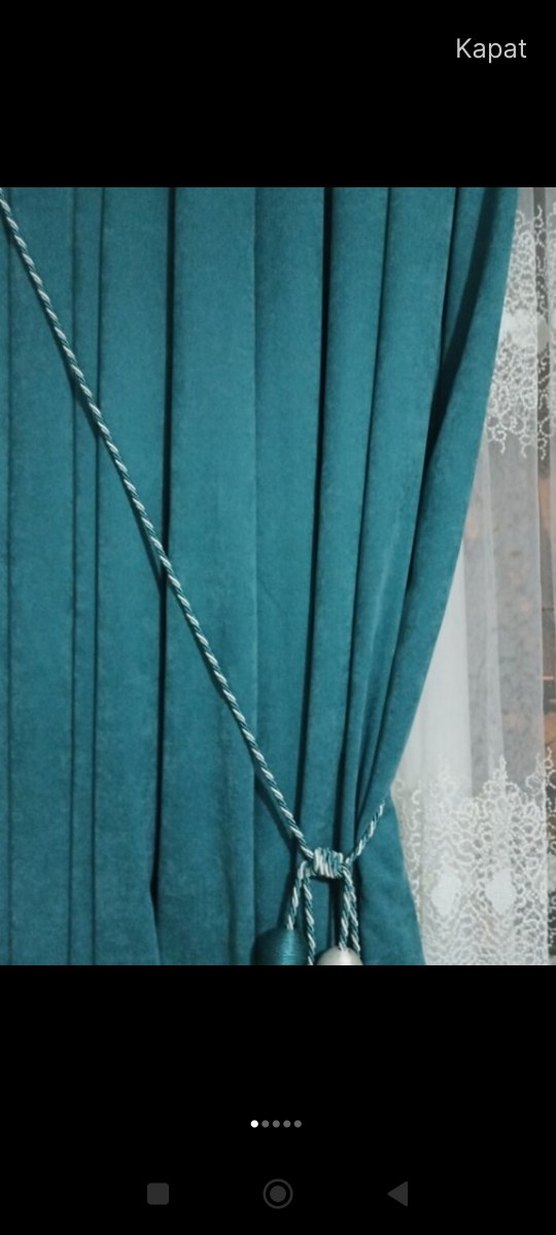 Turkuaz Nakışlı Perde Gri Bağlama İpliğiyle - Görsel 5