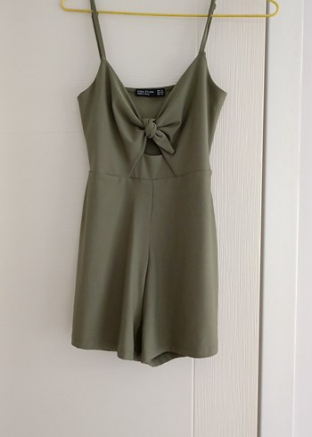 Kadın Mini Askılı Kemerli Tulum - Görsel 2