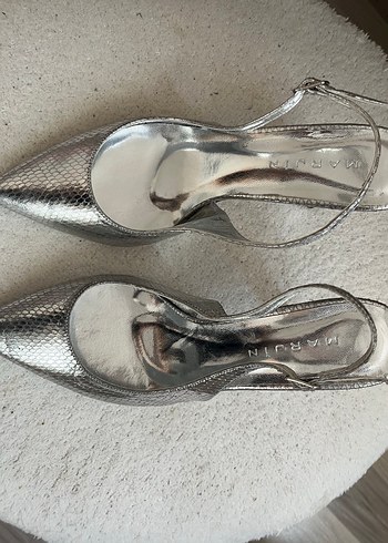 Marjin Gri Yılan Desenli Stiletto Topuklu Kadın Ayakkabı
