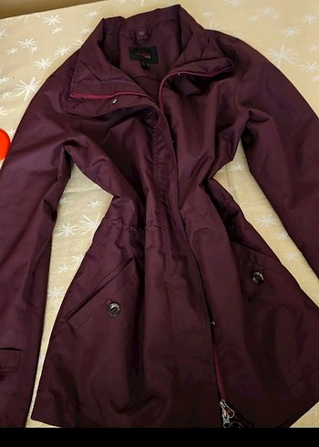 36 Beden Bordo Fermuarlı Midi Kadın Ceket