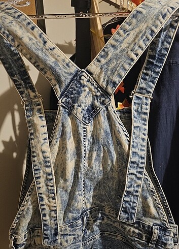 Kot jeans mini şort salopet L beden - Görsel 7