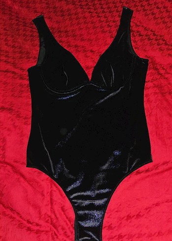 Penti Siyah Kadife Simli Parlak Bodysuit - Görsel 9