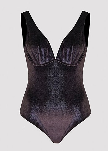 Penti Siyah Kadife Simli Parlak Bodysuit - Görsel 2