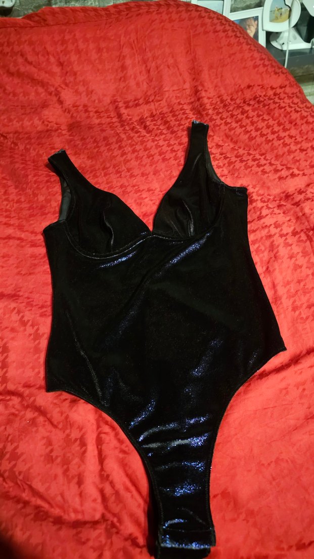 Penti Siyah Kadife Simli Parlak Bodysuit - Görsel 5