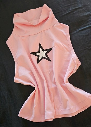 s Beden Köstebek Pembe Yıldız Baskılı Kolsuz T-shirt