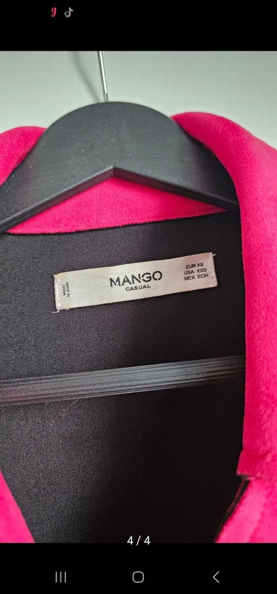 Mango Pembe Süet Mini Deri Ceket - Görsel 3