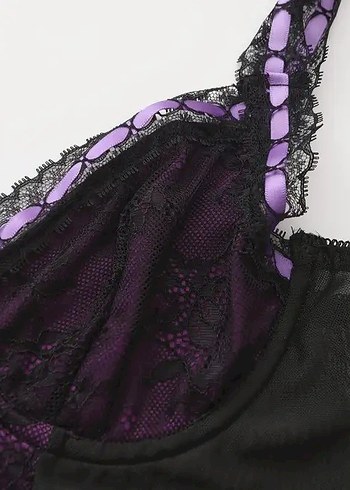 Dantelli Mor Gotik Büstiyer - Görsel 4