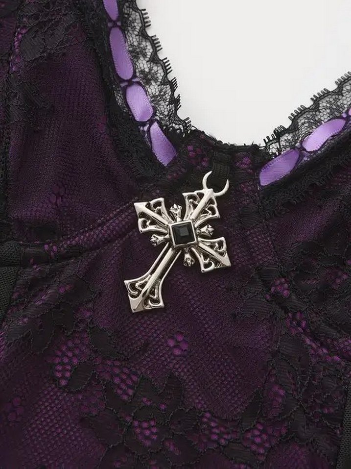 Dantelli Mor Gotik Büstiyer - Görsel 3