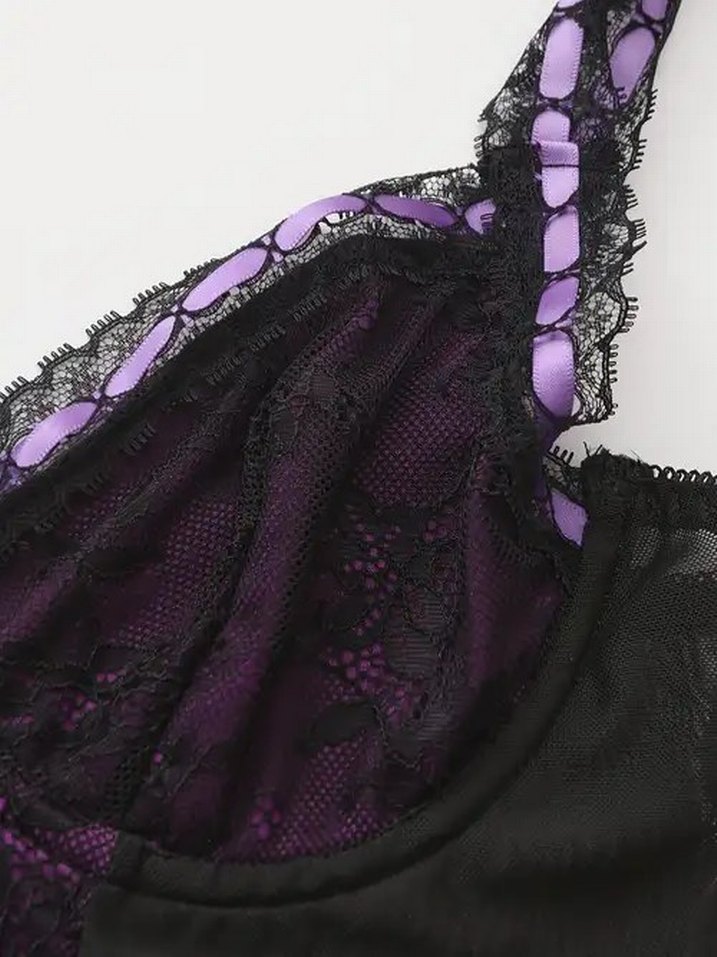 Dantelli Mor Gotik Büstiyer - Görsel 4