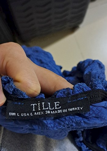 Mavi Keten Mini Kadın Bluz - Görsel 2