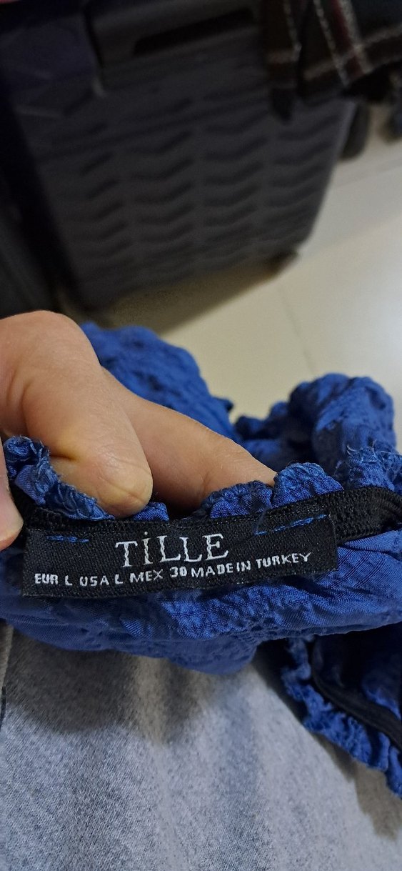 Mavi Keten Mini Kadın Bluz - Görsel 2