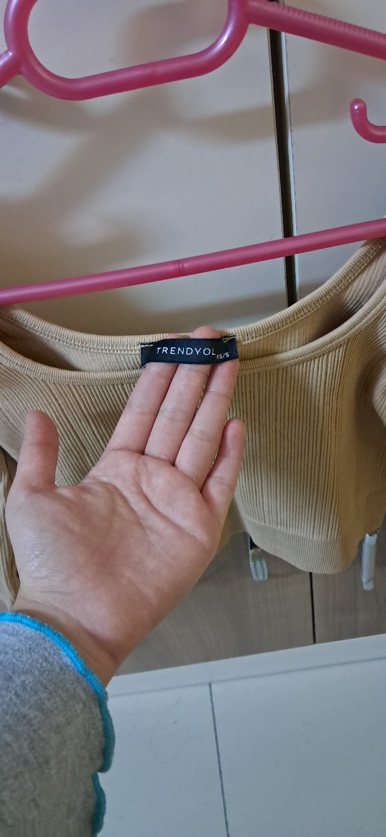 Bej Süet Mini Kadın Bluz - Görsel 2