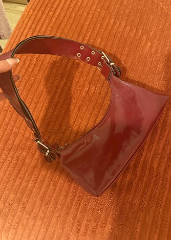 Burgundy Parlak Deri Kadın Çanta - Görsel 2